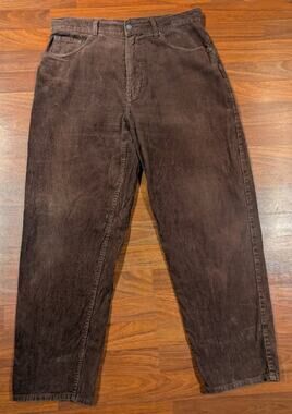 Vintage Corniche Corduroy Pants Mens 36x30 Brown 100% Cotton Hong Kong 5 Pocket